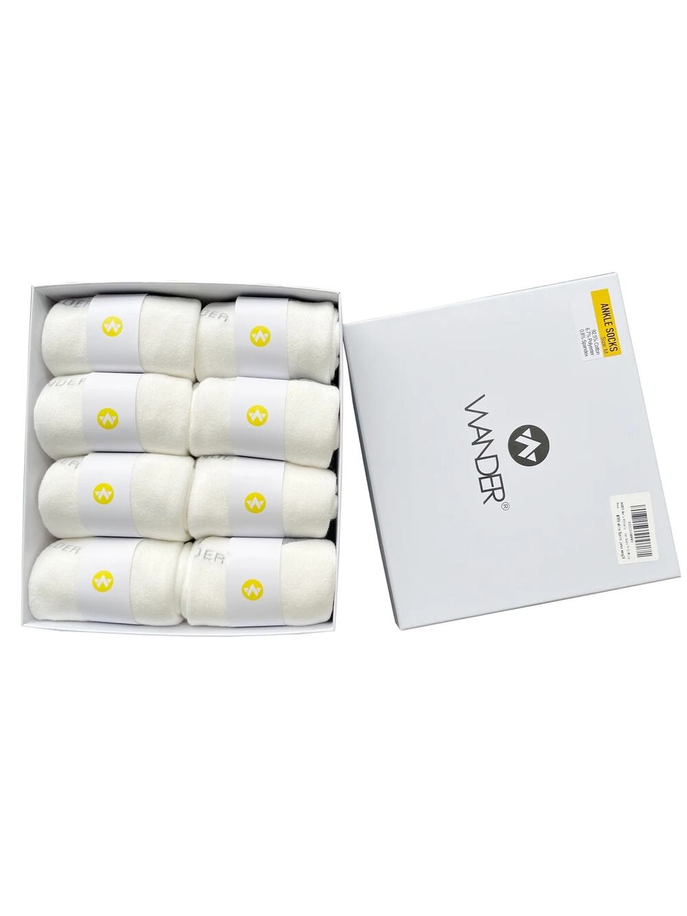 WANDER Men's Small White 8-Pairs Thick Cushion Active Athletic Ankle Socks K9-19